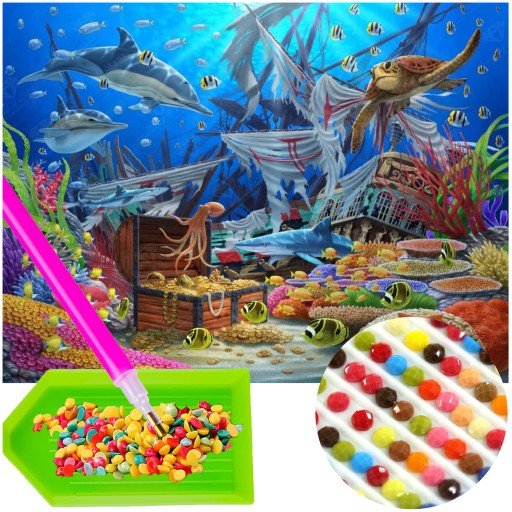 Diamantové vyšívanie SEA DIAMANT PAINTING 5D Mosaic Diamantový rezací papier