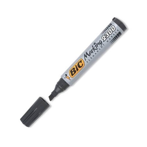 BIC 2300 čierny permanentný popisovač so skoseným hrotom