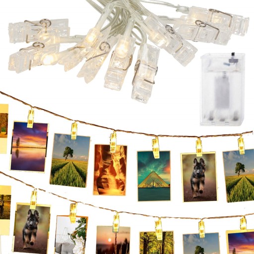 KLIPY NA FOTOLAMPY 20 LED DEKORATÍVNYCH FOTOKLIPOV S KLIPOM