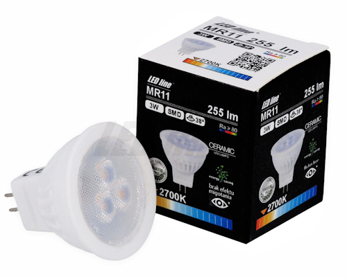 LED žiarovka MR11 GU4 3W 12V 35mm 2700K KERAM.