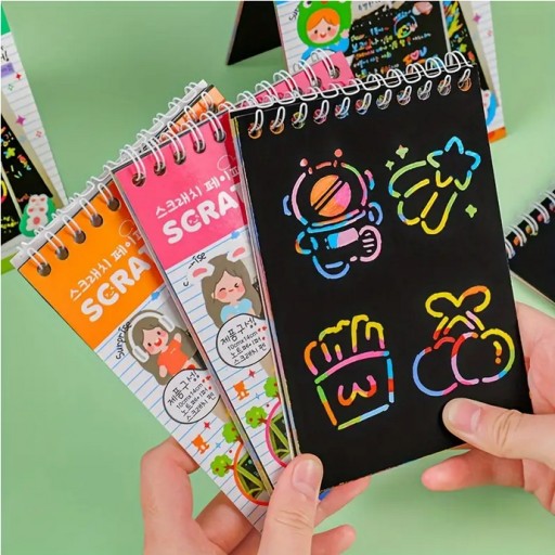 DÚHOVÁ KNIHA Omaľovánka SCRATCH BOOK SLIP ČIERNA NOTEBOOK 10K.