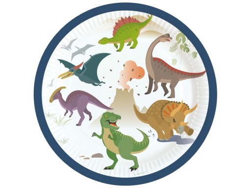 Narodeninové taniere Dinosaury 18 cm 8 ks.