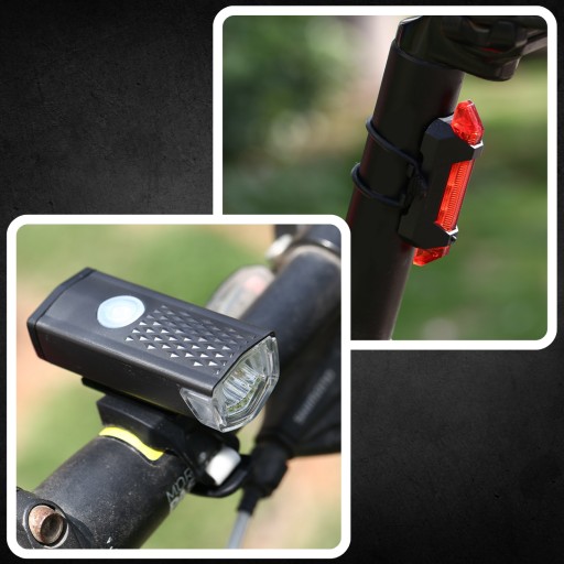 LED CYKLISTICKÁ LAMPA NA BICYKEL, NA RIADTIKÁ, VÝKONNÁ, NABÍJACIA, USB + ZADNÁ