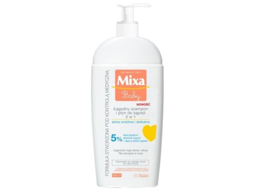 Mixa Baby jemný šampón a mlieko do kúpeľa 2v1