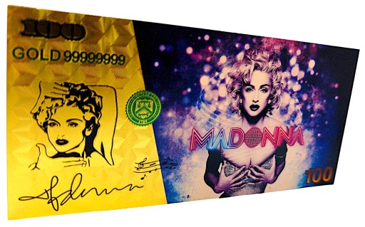 MADONNA Jedinečná ZLATÁ BANKOVKA Zberateľský DARČEK PRE FANOUŠKA