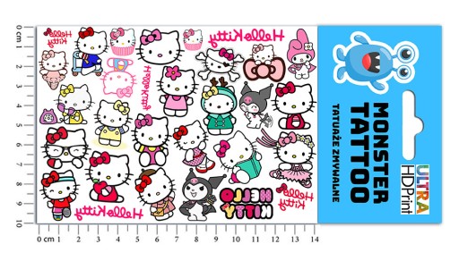 MEGA SADA NÁLEPOK + KVALITNÉ TETOVANIE HELLO KITTY