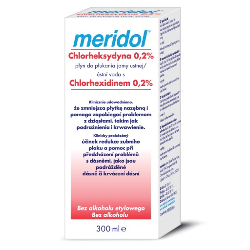 meridol CHX ústna voda s chlórhexidínom 0,2% 300 ml
