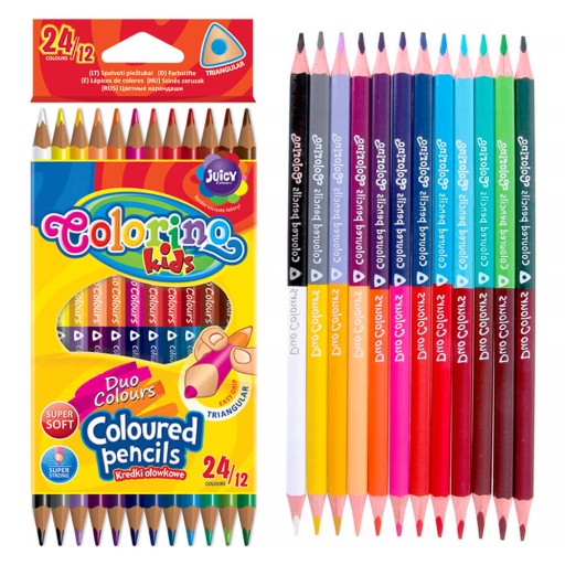 Obojstranné trojuholníkové pastelky, 24 farieb Colorino