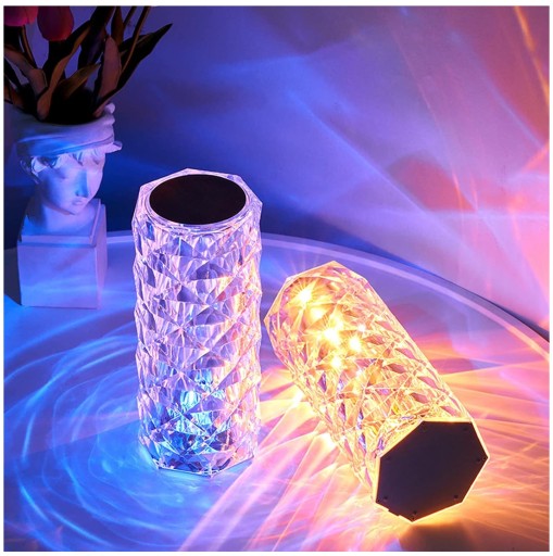LED KRYŠTÁLOVÁ NOČNÁ STOLNÁ LAMPA S DIAĽKOVÝM OVLÁDANÍM RGB DEKORATÍVNA STOLNÁ LAMPA USB