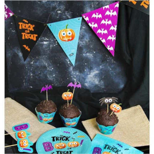 Papierové vlajky GIRLAND BOO HALLOWEEN tekvica