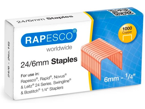 Kancelárske sponky Rapesco 24/6 mm medené 1000 ks