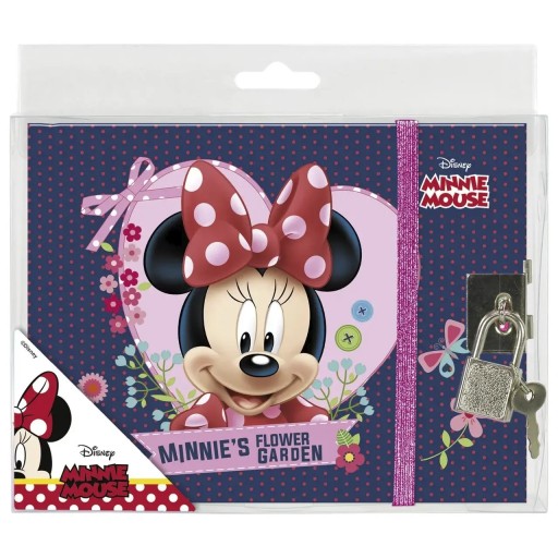 Diár v pevnej väzbe s visiacim zámkom Minnie Mouse