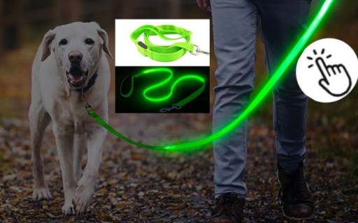 SVIETIACE LED USB vodítko pre psa, MODRÉ, 120 cm