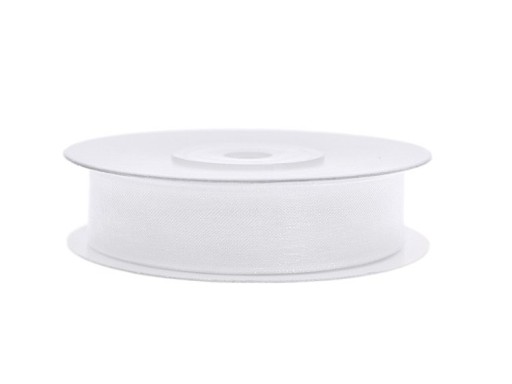 BIELA ŠIFÓNOVÁ STUHA 12mm/25m DEKOR