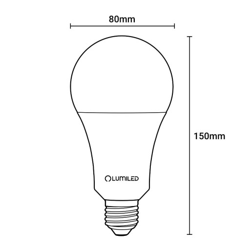 E27 LED žiarovka 18W = 150W 2500lm 3000K Teplá 260°