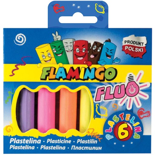 FLUO plastelína 6 farieb Flamingo 454436
