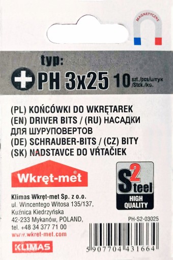 HROTY SKRUTKOVAČA BIT PH3 25MM 10 KS kríž