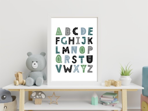Grafický plagát pre deti s písmenami abecedy A3