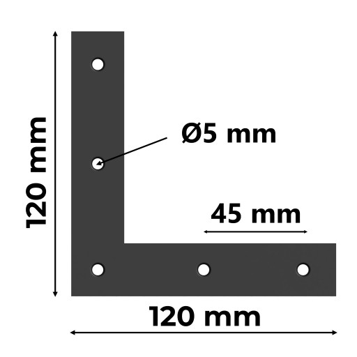 ROHOVÁ KĹBA DVERÍ PLOCHÁ UHLÁ ČIERNA 120X120 mm