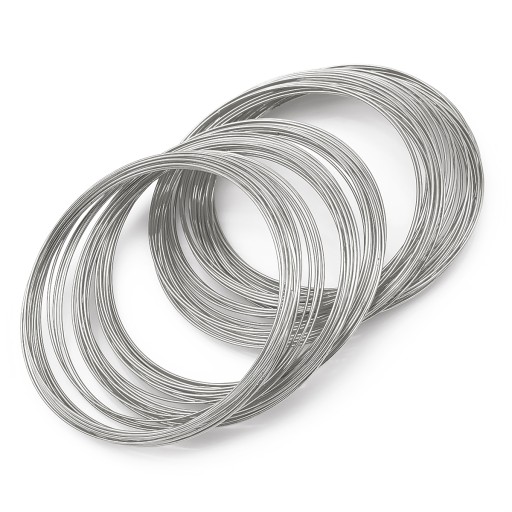 Pamäťový drôt na náramky, oceľ, platina, 65 x 0,5 mm, 50 rebier