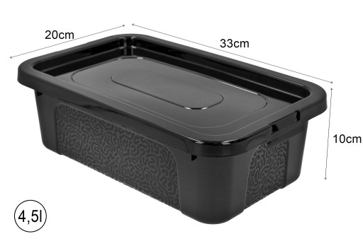 Organizér, plastový box, 4,5l, čierny