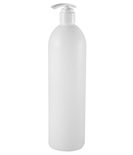 Fľaša s pumpičkou 1000ml, HDPE, 28/410, biela