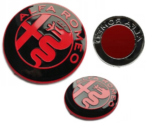 ALFA ROMEO Emblém 74mm predné zadné ALU ČERVENÉ ČERVENÉ