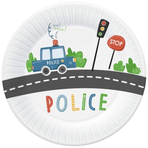 Policajné papierové taniere 18 cm 6 ks.