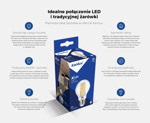 Žiarovka FILAMENT Kanlux XLED A60 10W nW E27