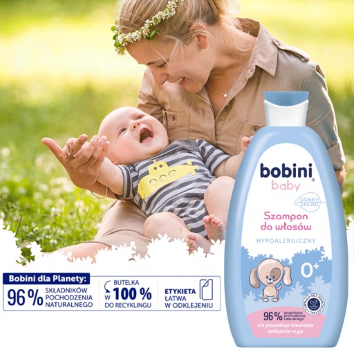 BOBINI Baby šampón pre bábätká 96% ingrediencií prírodného pôvodu 300ml