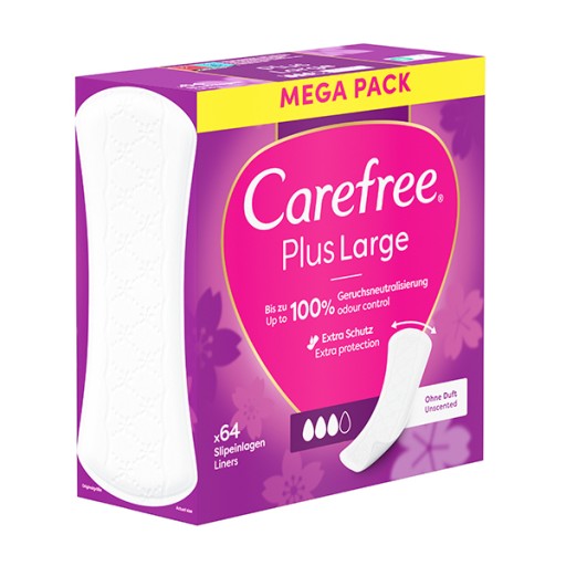 CAREFREE Plus Veľké hygienické vložky Light Scent 64 ks
