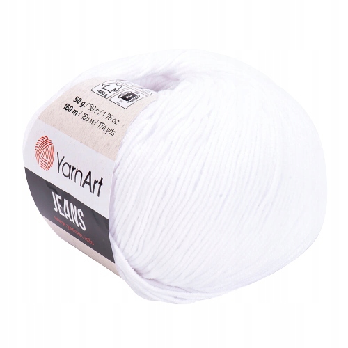 Priadza YarnArt Jeans 62 optická biela 50g/160m