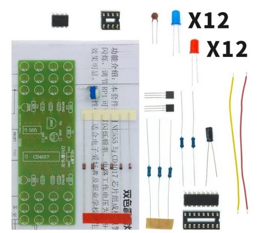 RED BLUE DIY LED modul blikajúceho stroboskopického svetla