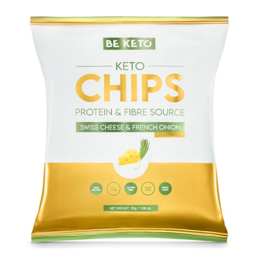 BeKeto Keto Chips - Švajčiarsky syr a francúzska cibuľa 30g Bezlepkové