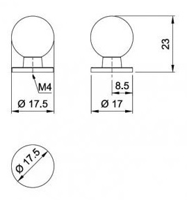 Rukoväť Knob Ball, lesklý chróm - sada 4 ks.