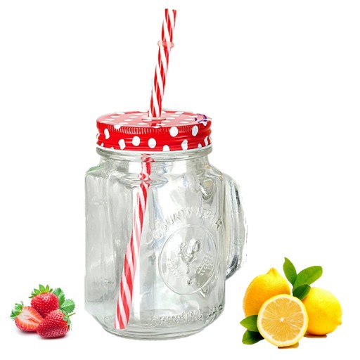 SKLENENÝ hrnček, džbán so slamkou pre dospelých 450ml LIMONÁDOVÉ POHÁRE