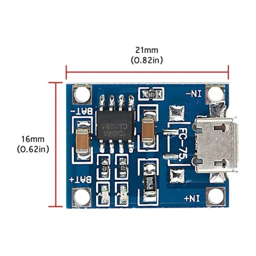 Modul na nabíjanie batérie TP4056, nabíjačka Li-ION 18650 pre microUSB