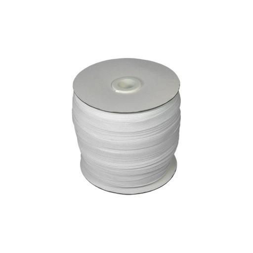 PLOCHÁ PLETENÁ GUMA, BIELA, elastická, 10 mm, 5 m dlhá