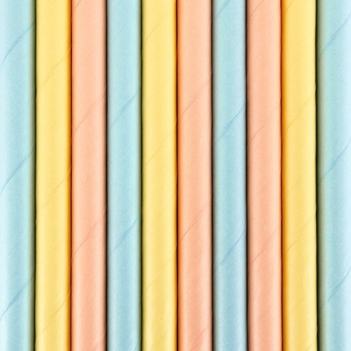 SUMMER TIME mix farebných papierových slamiek, 10 ks, farebný narodeninový pastel