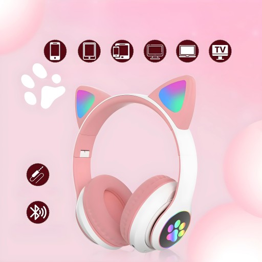 BEZDRÔTOVÉ SLÚCHADLÁ PRE DETI B39 S UŠIMI BLUETOOTH RGB UŠI PRE Mačky