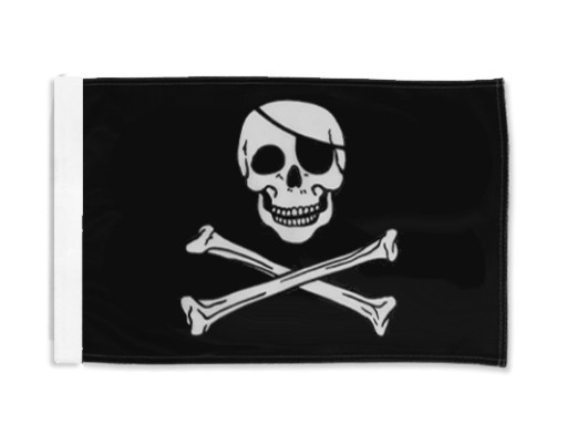 Pirátska vlajka BONES na sťažeň motocykla, 30x40 cm, motorka