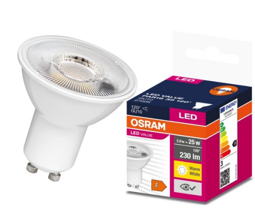 LED HALOGÉNOVÁ ŽIAROVKA GU10 2,8W = 25W 3000K OSRAM