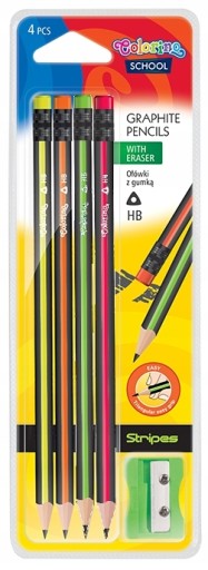 TROJUHOLNÍKOVÉ ceruzky S GUMAČOU COLORINO - PRÚŽKY 4 ks.