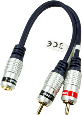 adaptér 2 RCA zástrčky / 3,5 mm mini jack zásuvka