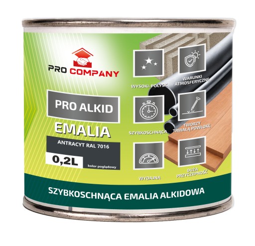 PRO ALKID rýchloschnúci alkydový email 0,2l Antracit RAL 7016