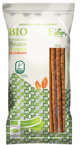TYČINKY CELOZRNNÉ SO SEZAMOVÝMI SEMIENKAMI, BIO, 150 g ENVOY
