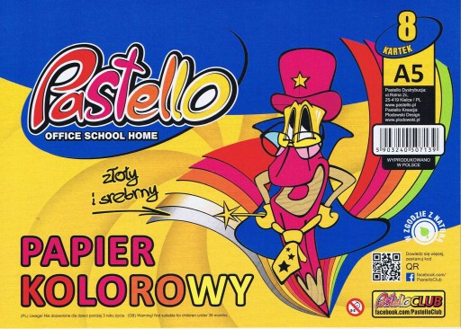 Farebný papierový výrez PASTELLO A5, 8 listov