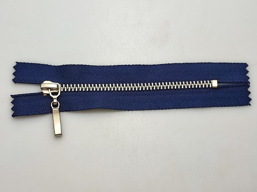Kovový zips, nerozoberateľný #3, námornícka modrá, 10 cm