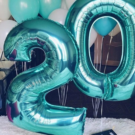 TYRKYSOVÝ BALÓN Tiffany 80 cm NARODENINY ČÍSLO 2