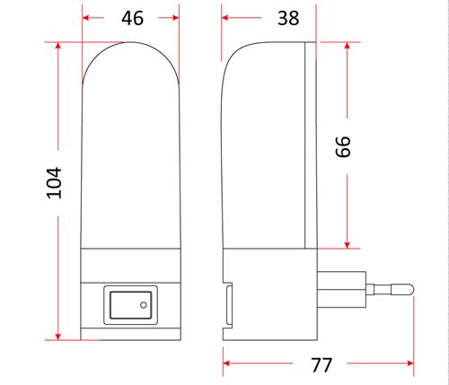 Teplá biela LED nočná lampa do zásuvky LN-07